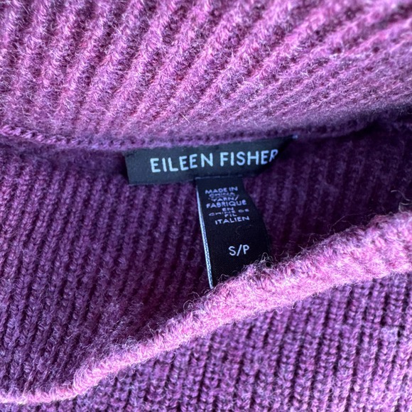 Eileen Fisher Extra Fine Merino Wool Mock Neck Ribbed Sweater Purple Women Small - Picture 2 of 5